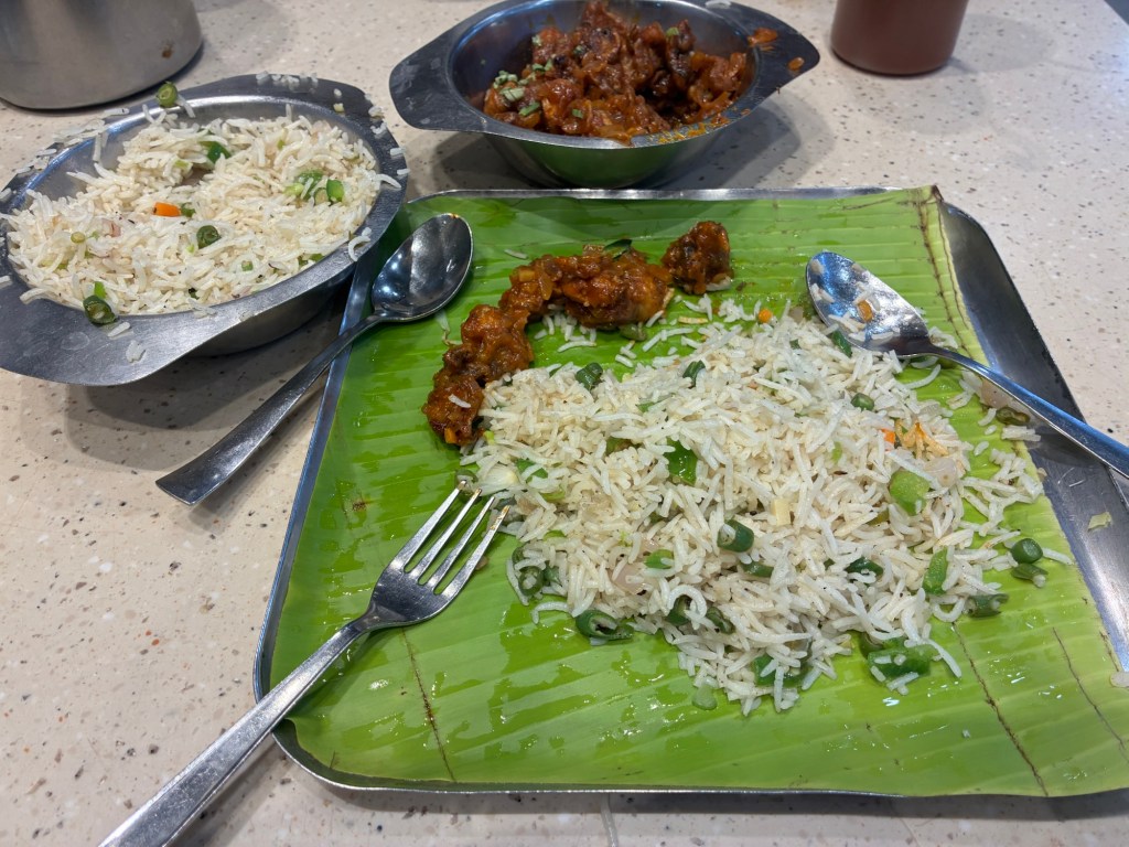 Fried Rice and Mushroom Masala at A2B