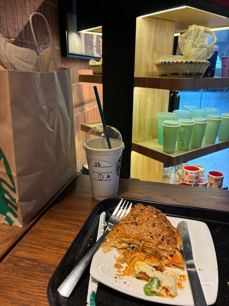The refreshing Coffee and Croissant at Starbucks, Khopoli